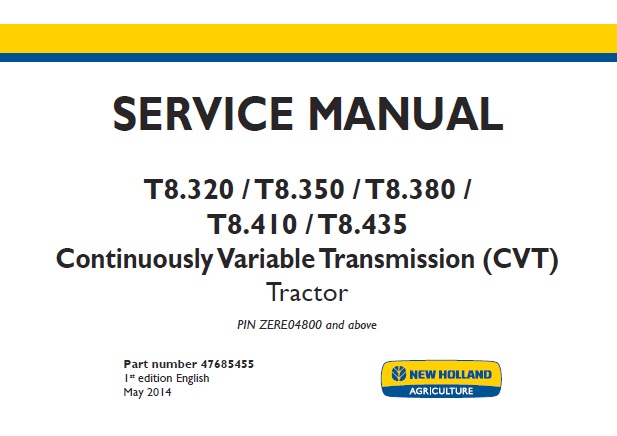 New Holland T8.320 , T8.350 , T8.380 , T8.410 , T8.435