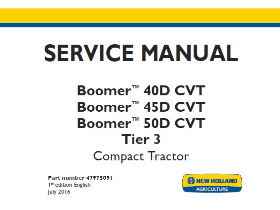 New Holland Boomer 40D, 45D, 50D CVT Tier 3 Compact Tractor