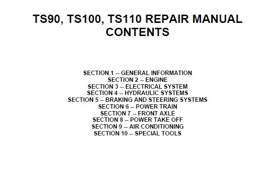 New Holland TS90, TS100, TS110 Tractor