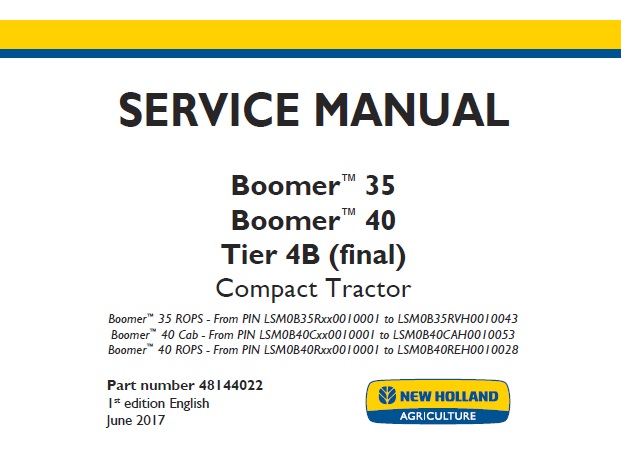 New Holland Workmaster 35, 40 Tier 4B (final) Compact