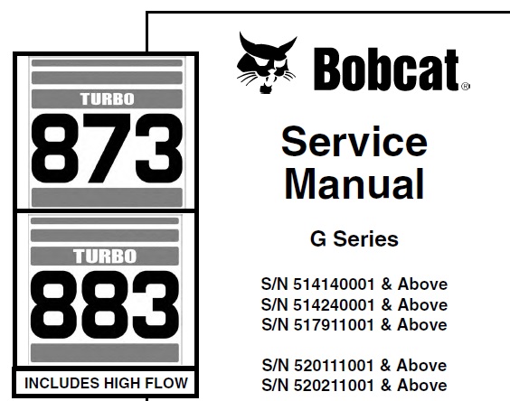 Bobcat Turbo 873, Turbo 883 INCLUDES HIGH FLOW (G Series) Loader ...