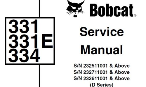 Bobcat 331, 331E, 334 (D Series) Excavator