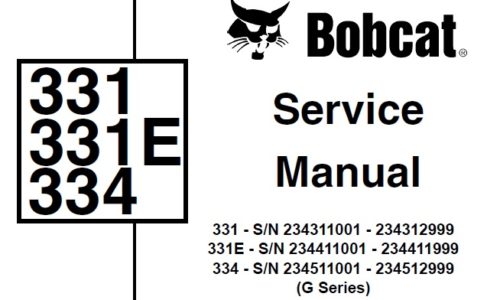 Bobcat 331, 331E, 334 (G Series) Excavator