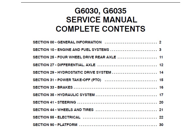 New Holland G6030, G6035 Tractors Service Repair Manual