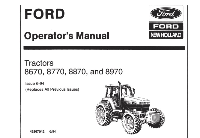 Ford New Holland 8670, 8770, 8870, 8970 Tractors