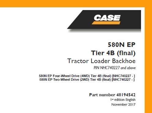 Case 580N EP Tier 4B (final) Tractor Loader Backhoe