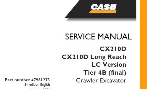 Case CX210D, CX210D Long Reach LC Version Tier 4B (final) Crawler Excavator