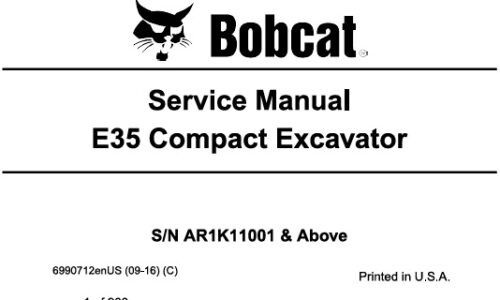 Bobcat E35 Compact Excavator Service Repair Manual