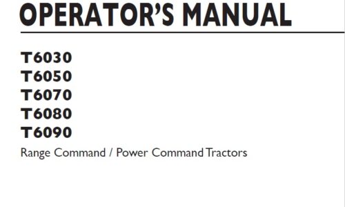 New Holland T6030, T6050, T6070, T6080, T6090 Range Power Command Tractors Operator Manual