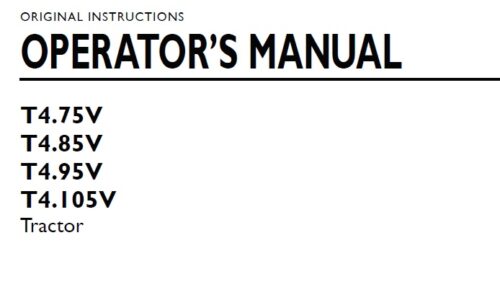 New Holland T4.75V, T4.85V, T4.95V, T4.105V Tractors Operator Manual