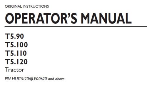 New Holland T5.90, T5.100, T5.110, T5.120 Operator Manual 2018