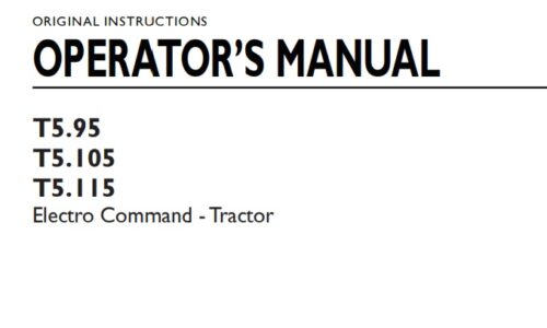 New Holland T5.95, T5.105, T5.115 Electro Tractor Operator Manual