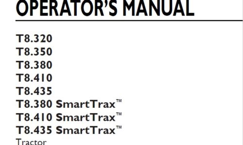 New Holland T8.320, T8.350, T8.380, T8.410, T8.435 (SmartTrax) Tractor Operator Manual ZJRE04001