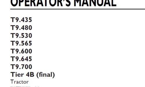 New Holland T9.435 - T9.700 Tractor Operator Manual ZEF40100-