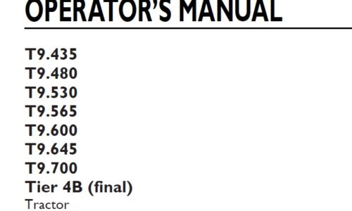 New Holland T9.435 - T9.700 Tractor Operator Manual ZHF403700-