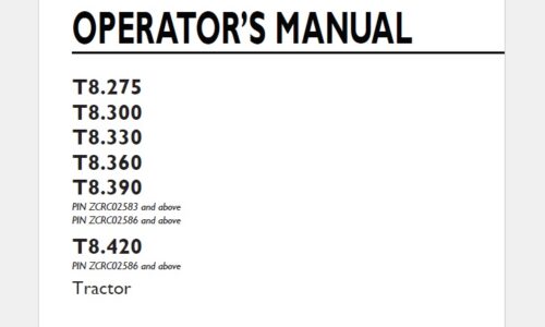 New Holland T8.275, T8.300, T8.330, T8.360, T8.390, T8.420 Tractor Operator Manual